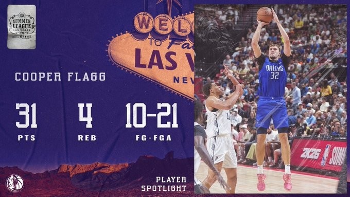 狂砍31分!独行侠晒弗拉格数据海报:17年以来状元夏联最高分